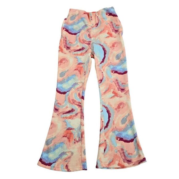 Free People Flare Pants Womens XS Multicolor Printed Mid Rise Elastic Waist - Picture 2 of 6
